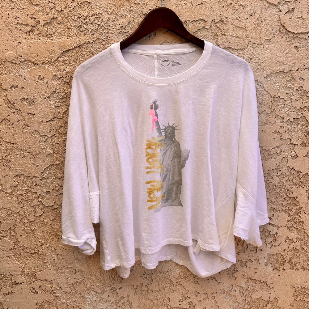 Aerie New York Graphic Cropped Tee Size Womens Large